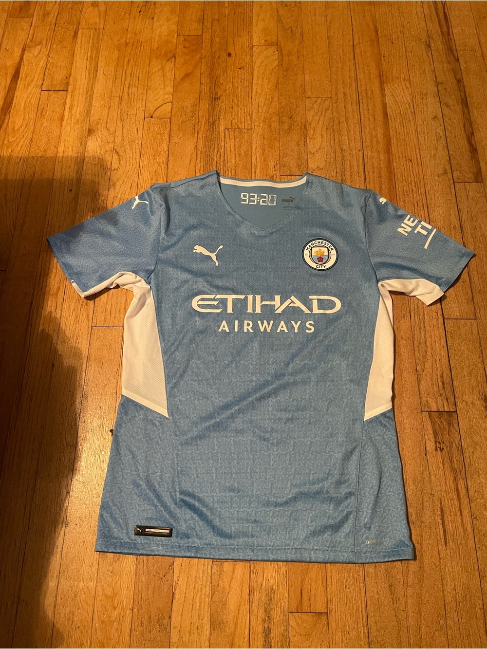 Puma Light Blue Manchester City Soccer Jersey with White Accents
